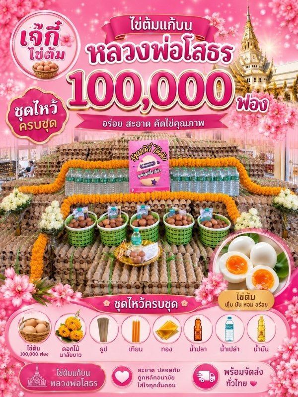 ไข่ต้มแก้บน ส่งถึงวัด